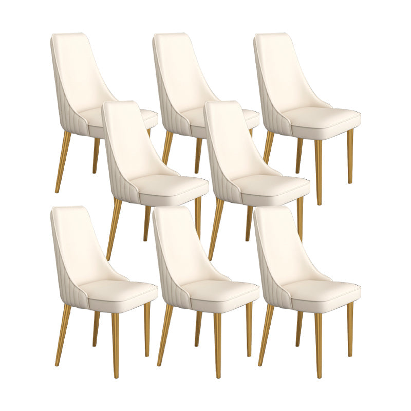 Glam Style Side Chair Parsons Leather Dining Chair with Gold Frame Off-White 8 Piece Set Clearhalo 'Dining Chairs' 'Dining Tables & Seating' 'dining_chair' 'furn' 'furn_dining_chair' 'Furniture' 'Kitchen & Dining Furniture' 6986875