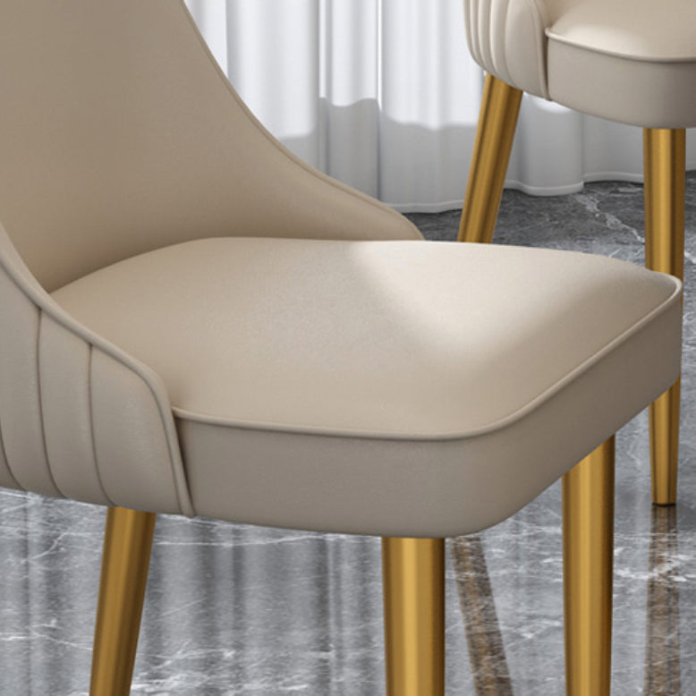 Glam Style Side Chair Parsons Leather Dining Chair with Gold Frame Clearhalo 'Dining Chairs' 'Dining Tables & Seating' 'dining_chair' 'furn' 'furn_dining_chair' 'Furniture' 'Kitchen & Dining Furniture' 6986878