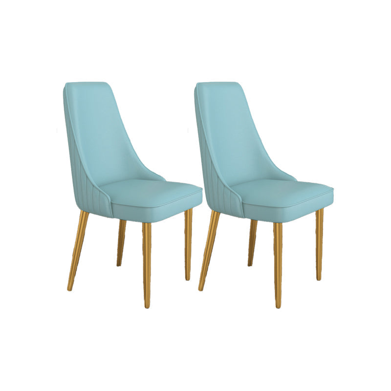 Glam Style Side Chair Parsons Leather Dining Chair with Gold Frame Airy Blue 2 Piece Set Clearhalo 'Dining Chairs' 'Dining Tables & Seating' 'dining_chair' 'furn' 'furn_dining_chair' 'Furniture' 'Kitchen & Dining Furniture' 6986879