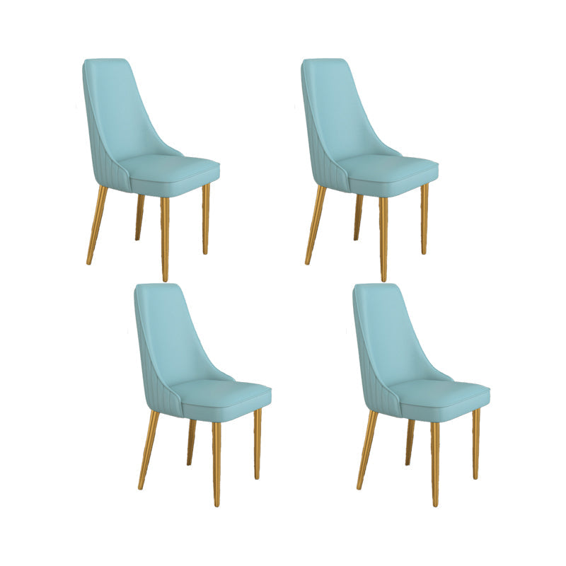 Glam Style Side Chair Parsons Leather Dining Chair with Gold Frame Airy Blue 4 Piece Set Clearhalo 'Dining Chairs' 'Dining Tables & Seating' 'dining_chair' 'furn' 'furn_dining_chair' 'Furniture' 'Kitchen & Dining Furniture' 6986880