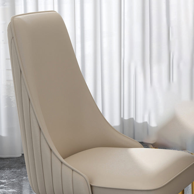 Glam Style Side Chair Parsons Leather Dining Chair with Gold Frame Clearhalo 'Dining Chairs' 'Dining Tables & Seating' 'dining_chair' 'furn' 'furn_dining_chair' 'Furniture' 'Kitchen & Dining Furniture' 6986881