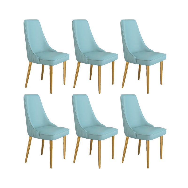 Glam Style Side Chair Parsons Leather Dining Chair with Gold Frame Airy Blue 6 Piece Set Clearhalo 'Dining Chairs' 'Dining Tables & Seating' 'dining_chair' 'furn' 'furn_dining_chair' 'Furniture' 'Kitchen & Dining Furniture' 6986882