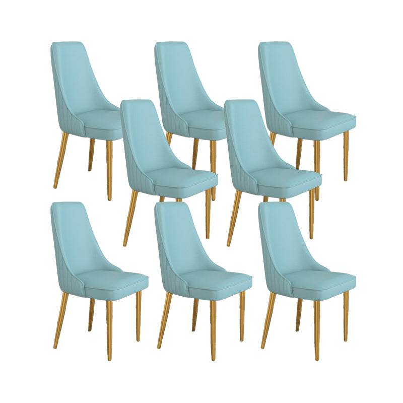 Glam Style Side Chair Parsons Leather Dining Chair with Gold Frame Airy Blue 8 Piece Set Clearhalo 'Dining Chairs' 'Dining Tables & Seating' 'dining_chair' 'furn' 'furn_dining_chair' 'Furniture' 'Kitchen & Dining Furniture' 6986884