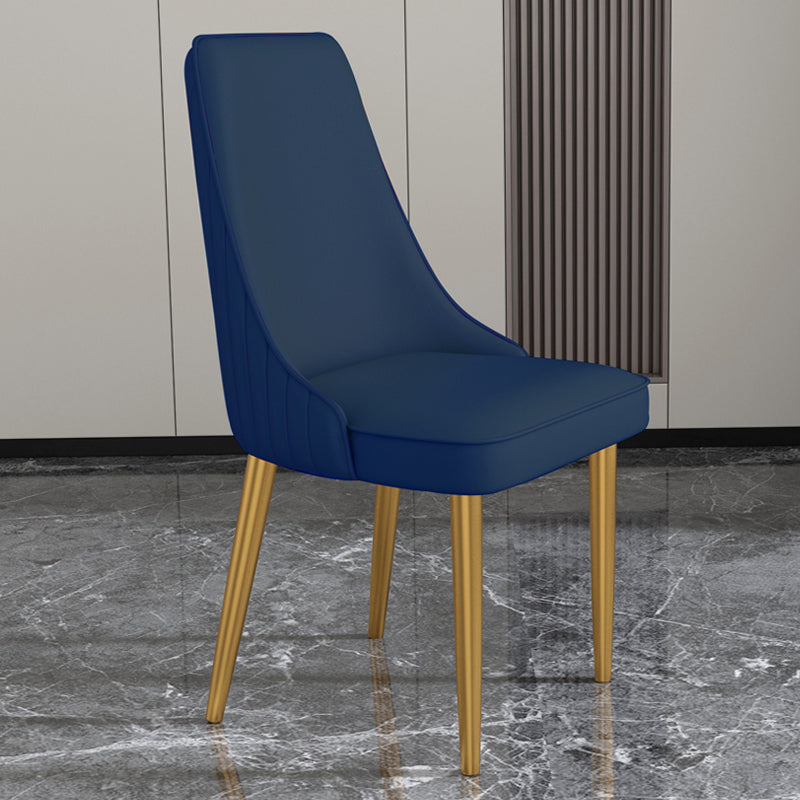 Glam Style Side Chair Parsons Leather Dining Chair with Gold Frame Royal Blue 1 Piece Clearhalo 'Dining Chairs' 'Dining Tables & Seating' 'dining_chair' 'furn' 'furn_dining_chair' 'Furniture' 'Kitchen & Dining Furniture' 6986886