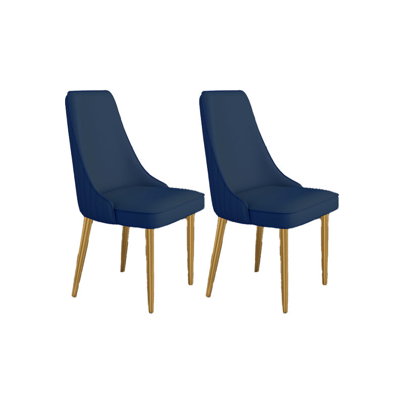 Glam Style Side Chair Parsons Leather Dining Chair with Gold Frame Royal Blue 2 Piece Set Clearhalo 'Dining Chairs' 'Dining Tables & Seating' 'dining_chair' 'furn' 'furn_dining_chair' 'Furniture' 'Kitchen & Dining Furniture' 6986887