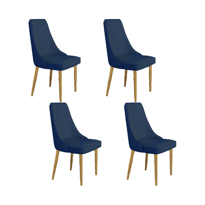 Glam Style Side Chair Parsons Leather Dining Chair with Gold Frame Royal Blue 4 Piece Set Clearhalo 'Dining Chairs' 'Dining Tables & Seating' 'dining_chair' 'furn' 'furn_dining_chair' 'Furniture' 'Kitchen & Dining Furniture' 6986888