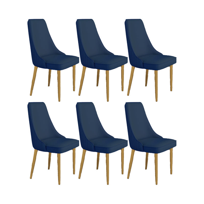 Glam Style Side Chair Parsons Leather Dining Chair with Gold Frame Royal Blue 6 Piece Set Clearhalo 'Dining Chairs' 'Dining Tables & Seating' 'dining_chair' 'furn' 'furn_dining_chair' 'Furniture' 'Kitchen & Dining Furniture' 6986889