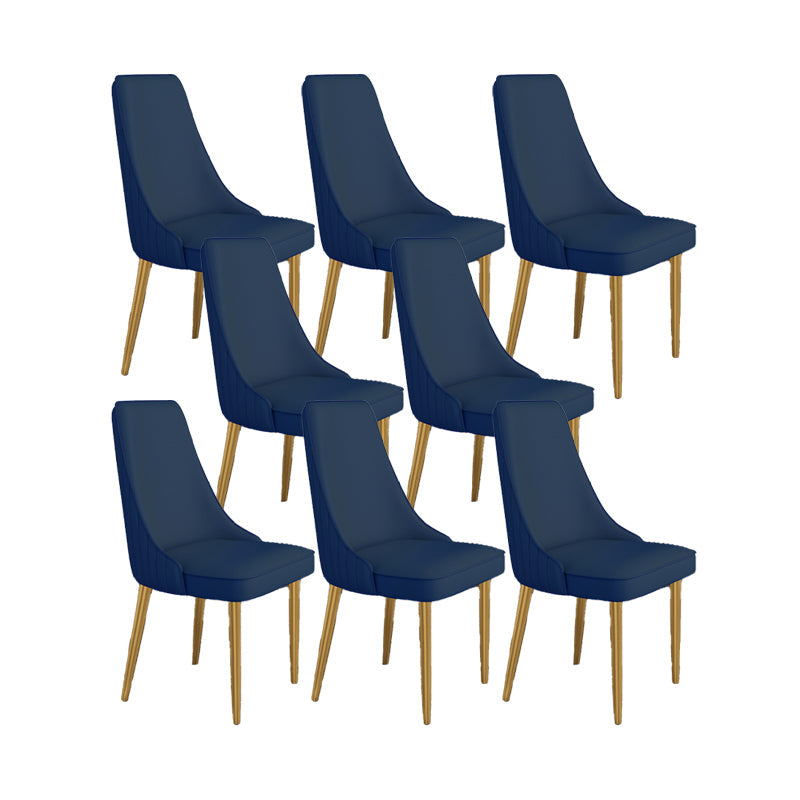 Glam Style Side Chair Parsons Leather Dining Chair with Gold Frame Royal Blue 8 Piece Set Clearhalo 'Dining Chairs' 'Dining Tables & Seating' 'dining_chair' 'furn' 'furn_dining_chair' 'Furniture' 'Kitchen & Dining Furniture' 6986890