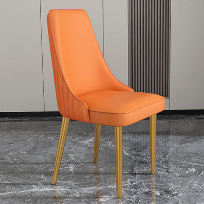 Glam Style Side Chair Parsons Leather Dining Chair with Gold Frame Orange 1 Piece Clearhalo 'Dining Chairs' 'Dining Tables & Seating' 'dining_chair' 'furn' 'furn_dining_chair' 'Furniture' 'Kitchen & Dining Furniture' 6986891