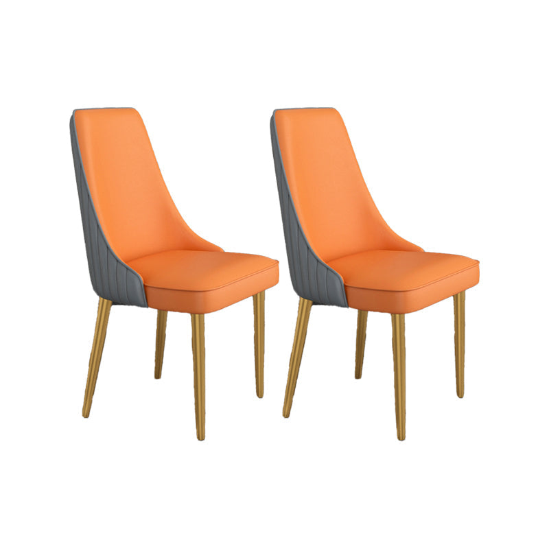 Glam Style Side Chair Parsons Leather Dining Chair with Gold Frame Gray-Orange 2 Piece Set Clearhalo 'Dining Chairs' 'Dining Tables & Seating' 'dining_chair' 'furn' 'furn_dining_chair' 'Furniture' 'Kitchen & Dining Furniture' 6986897