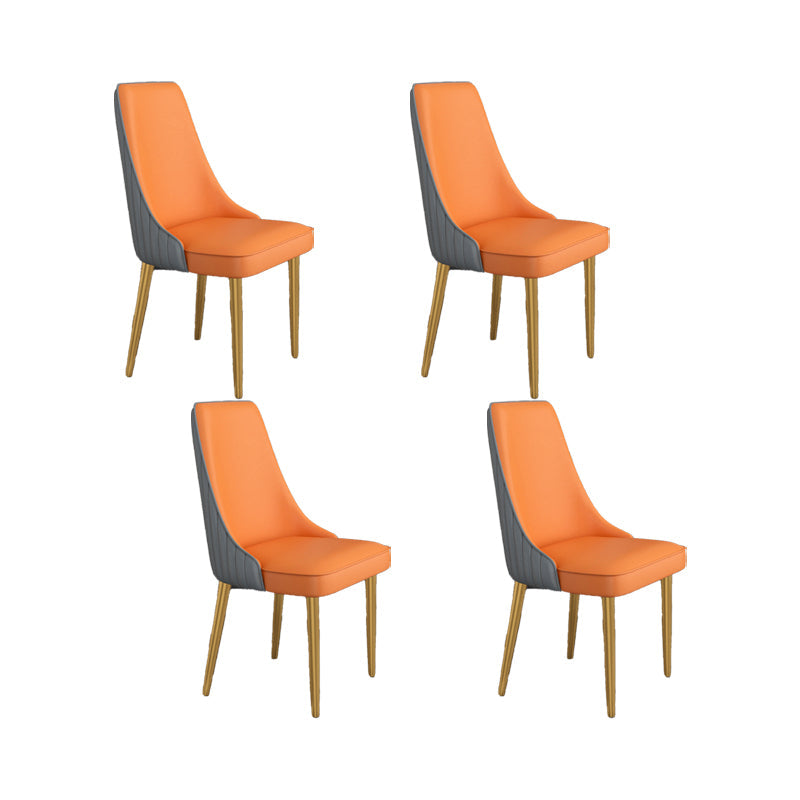 Glam Style Side Chair Parsons Leather Dining Chair with Gold Frame Gray-Orange 4 Piece Set Clearhalo 'Dining Chairs' 'Dining Tables & Seating' 'dining_chair' 'furn' 'furn_dining_chair' 'Furniture' 'Kitchen & Dining Furniture' 6986898