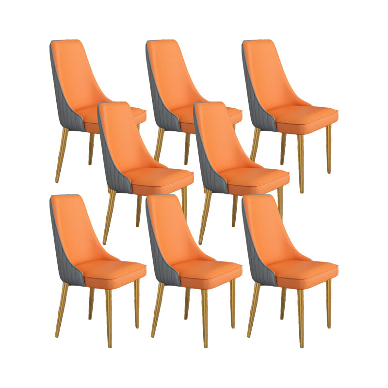 Glam Style Side Chair Parsons Leather Dining Chair with Gold Frame Gray-Orange 8 Piece Set Clearhalo 'Dining Chairs' 'Dining Tables & Seating' 'dining_chair' 'furn' 'furn_dining_chair' 'Furniture' 'Kitchen & Dining Furniture' 6986900