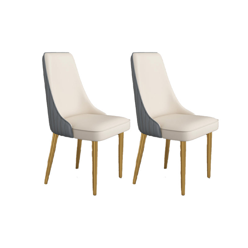 Glam Style Side Chair Parsons Leather Dining Chair with Gold Frame Gray-White 2 Piece Set Clearhalo 'Dining Chairs' 'Dining Tables & Seating' 'dining_chair' 'furn' 'furn_dining_chair' 'Furniture' 'Kitchen & Dining Furniture' 6986902