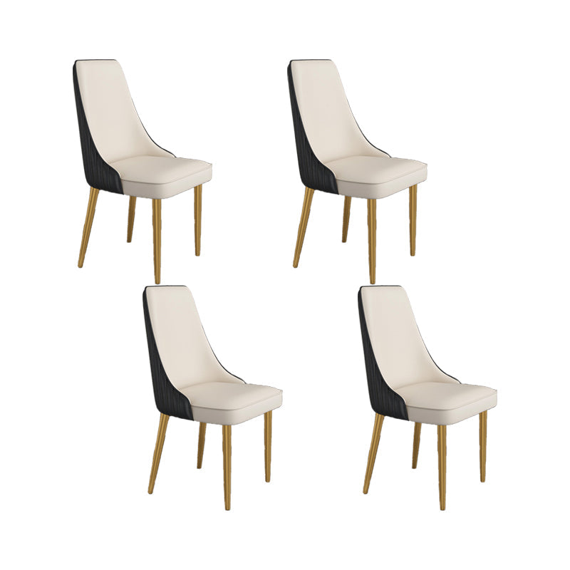 Glam Style Side Chair Parsons Leather Dining Chair with Gold Frame Black-White 4 Piece Set Clearhalo 'Dining Chairs' 'Dining Tables & Seating' 'dining_chair' 'furn' 'furn_dining_chair' 'Furniture' 'Kitchen & Dining Furniture' 6986908