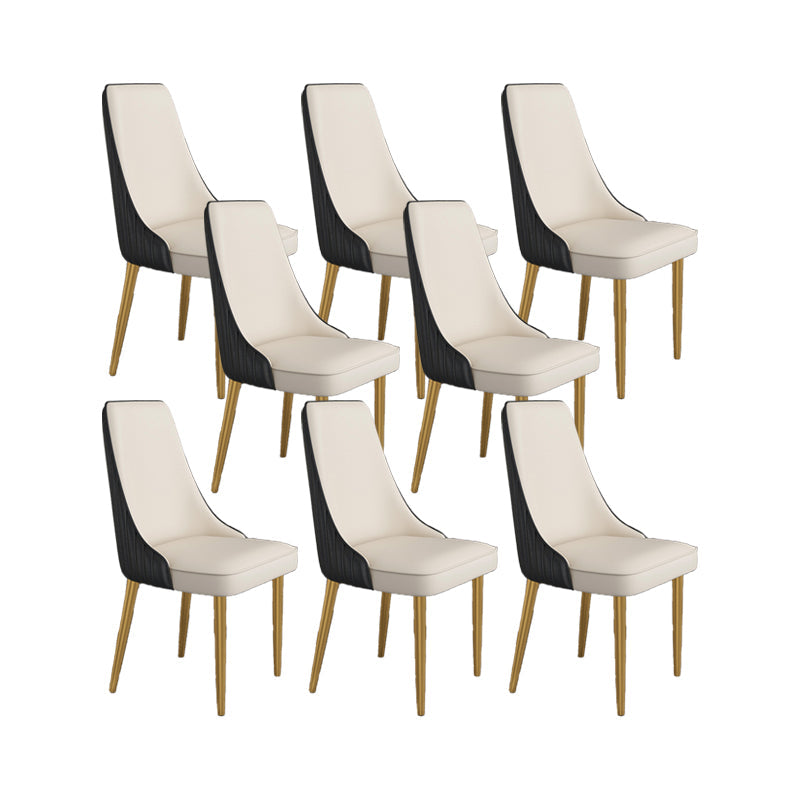 Glam Style Side Chair Parsons Leather Dining Chair with Gold Frame Black-White 8 Piece Set Clearhalo 'Dining Chairs' 'Dining Tables & Seating' 'dining_chair' 'furn' 'furn_dining_chair' 'Furniture' 'Kitchen & Dining Furniture' 6986910