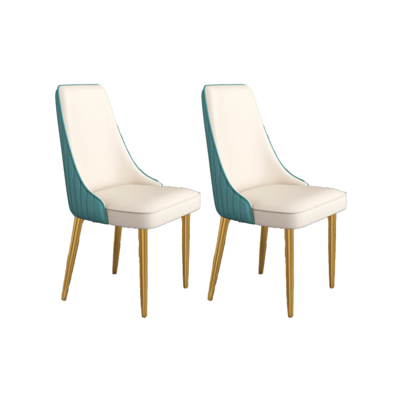 Glam Style Side Chair Parsons Leather Dining Chair with Gold Frame Blue-White 2 Piece Set Clearhalo 'Dining Chairs' 'Dining Tables & Seating' 'dining_chair' 'furn' 'furn_dining_chair' 'Furniture' 'Kitchen & Dining Furniture' 6986912