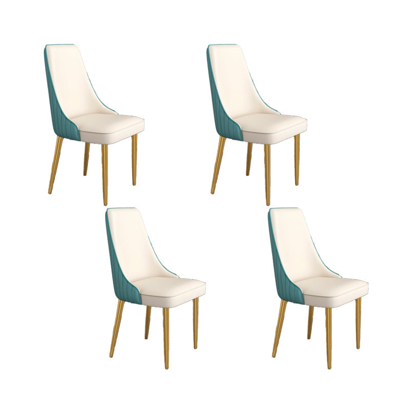 Glam Style Side Chair Parsons Leather Dining Chair with Gold Frame Blue-White 4 Piece Set Clearhalo 'Dining Chairs' 'Dining Tables & Seating' 'dining_chair' 'furn' 'furn_dining_chair' 'Furniture' 'Kitchen & Dining Furniture' 6986913