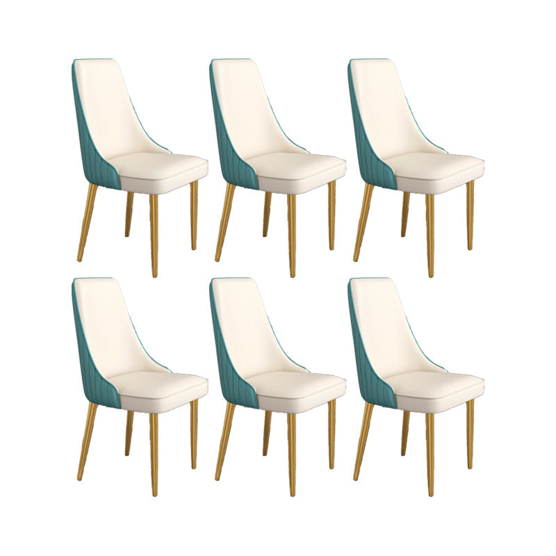 Glam Style Side Chair Parsons Leather Dining Chair with Gold Frame Blue-White 6 Piece Set Clearhalo 'Dining Chairs' 'Dining Tables & Seating' 'dining_chair' 'furn' 'furn_dining_chair' 'Furniture' 'Kitchen & Dining Furniture' 6986914