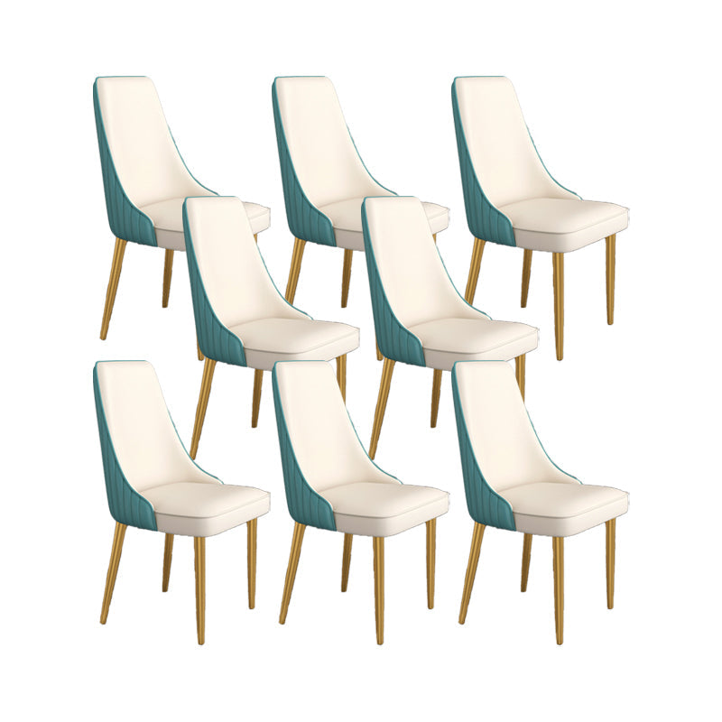 Glam Style Side Chair Parsons Leather Dining Chair with Gold Frame Blue-White 8 Piece Set Clearhalo 'Dining Chairs' 'Dining Tables & Seating' 'dining_chair' 'furn' 'furn_dining_chair' 'Furniture' 'Kitchen & Dining Furniture' 6986915