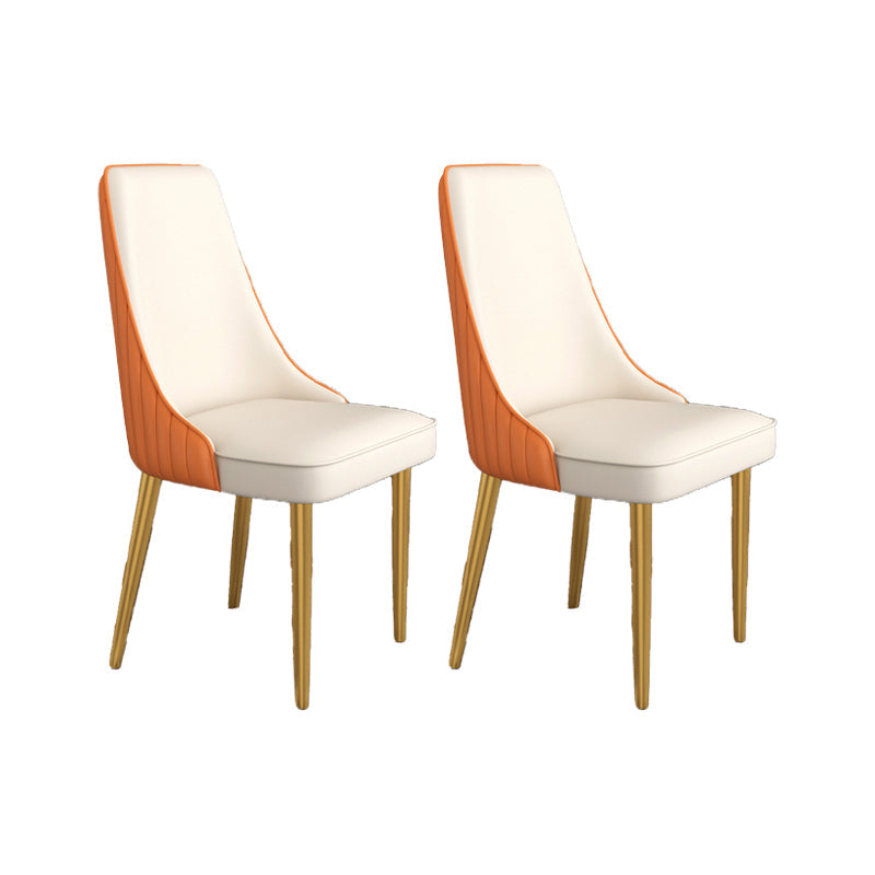 Glam Style Side Chair Parsons Leather Dining Chair with Gold Frame Orange White 2 Piece Set Clearhalo 'Dining Chairs' 'Dining Tables & Seating' 'dining_chair' 'furn' 'furn_dining_chair' 'Furniture' 'Kitchen & Dining Furniture' 6986917