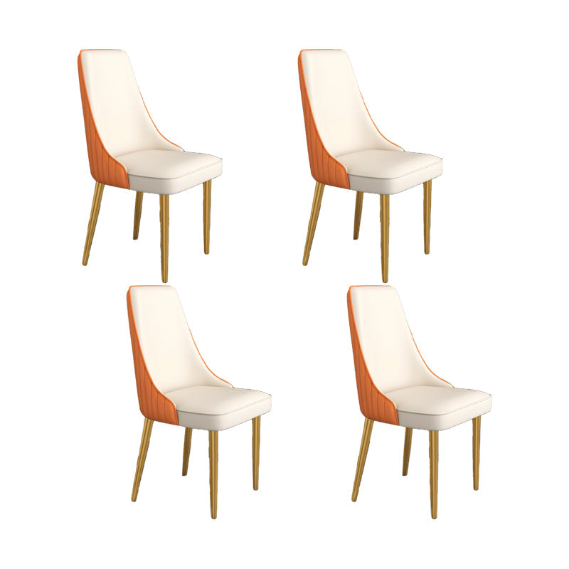 Glam Style Side Chair Parsons Leather Dining Chair with Gold Frame Orange White 4 Piece Set Clearhalo 'Dining Chairs' 'Dining Tables & Seating' 'dining_chair' 'furn' 'furn_dining_chair' 'Furniture' 'Kitchen & Dining Furniture' 6986918