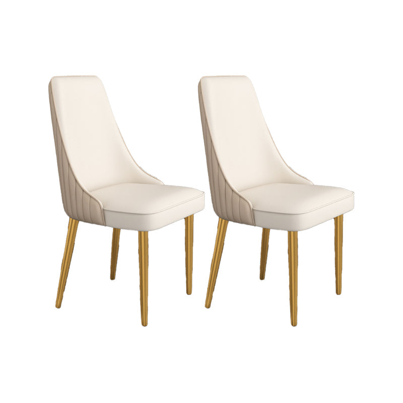 Glam Style Side Chair Parsons Leather Dining Chair with Gold Frame Yellow White 2 Piece Set Clearhalo 'Dining Chairs' 'Dining Tables & Seating' 'dining_chair' 'furn' 'furn_dining_chair' 'Furniture' 'Kitchen & Dining Furniture' 6986922