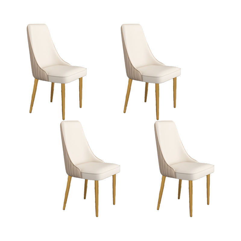 Glam Style Side Chair Parsons Leather Dining Chair with Gold Frame Yellow White 4 Piece Set Clearhalo 'Dining Chairs' 'Dining Tables & Seating' 'dining_chair' 'furn' 'furn_dining_chair' 'Furniture' 'Kitchen & Dining Furniture' 6986923