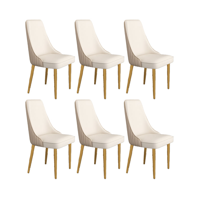 Glam Style Side Chair Parsons Leather Dining Chair with Gold Frame Yellow White 6 Piece Set Clearhalo 'Dining Chairs' 'Dining Tables & Seating' 'dining_chair' 'furn' 'furn_dining_chair' 'Furniture' 'Kitchen & Dining Furniture' 6986924