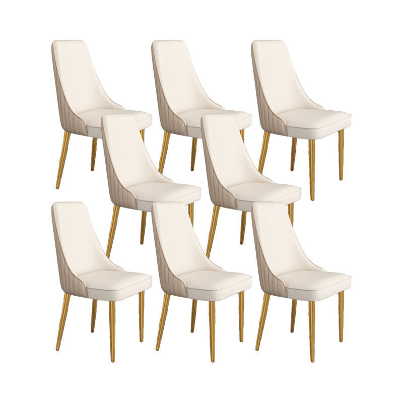 Glam Style Side Chair Parsons Leather Dining Chair with Gold Frame Yellow White 8 Piece Set Clearhalo 'Dining Chairs' 'Dining Tables & Seating' 'dining_chair' 'furn' 'furn_dining_chair' 'Furniture' 'Kitchen & Dining Furniture' 6986925