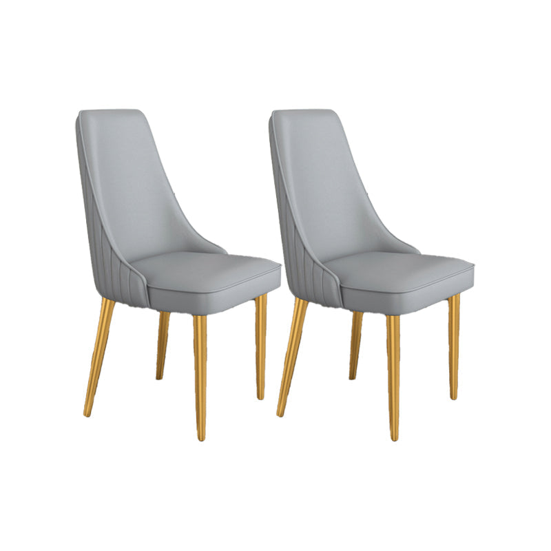 Glam Style Side Chair Parsons Leather Dining Chair with Gold Frame Grey 2 Piece Set Clearhalo 'Dining Chairs' 'Dining Tables & Seating' 'dining_chair' 'furn' 'furn_dining_chair' 'Furniture' 'Kitchen & Dining Furniture' 6986927