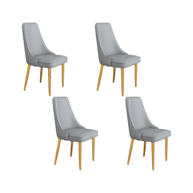 Glam Style Side Chair Parsons Leather Dining Chair with Gold Frame Grey 4 Piece Set Clearhalo 'Dining Chairs' 'Dining Tables & Seating' 'dining_chair' 'furn' 'furn_dining_chair' 'Furniture' 'Kitchen & Dining Furniture' 6986928