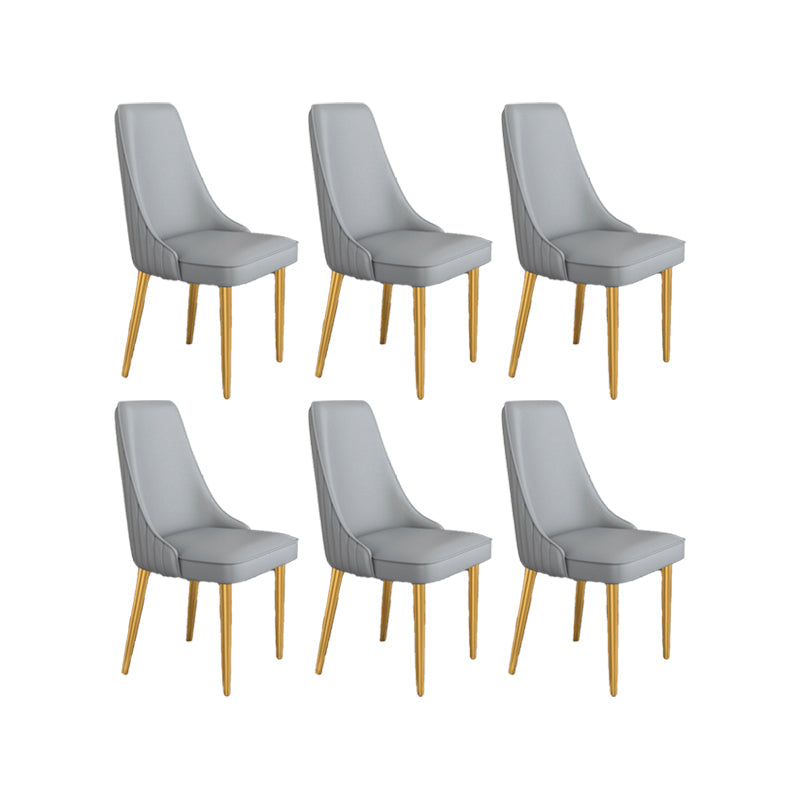 Glam Style Side Chair Parsons Leather Dining Chair with Gold Frame Grey 6 Piece Set Clearhalo 'Dining Chairs' 'Dining Tables & Seating' 'dining_chair' 'furn' 'furn_dining_chair' 'Furniture' 'Kitchen & Dining Furniture' 6986929