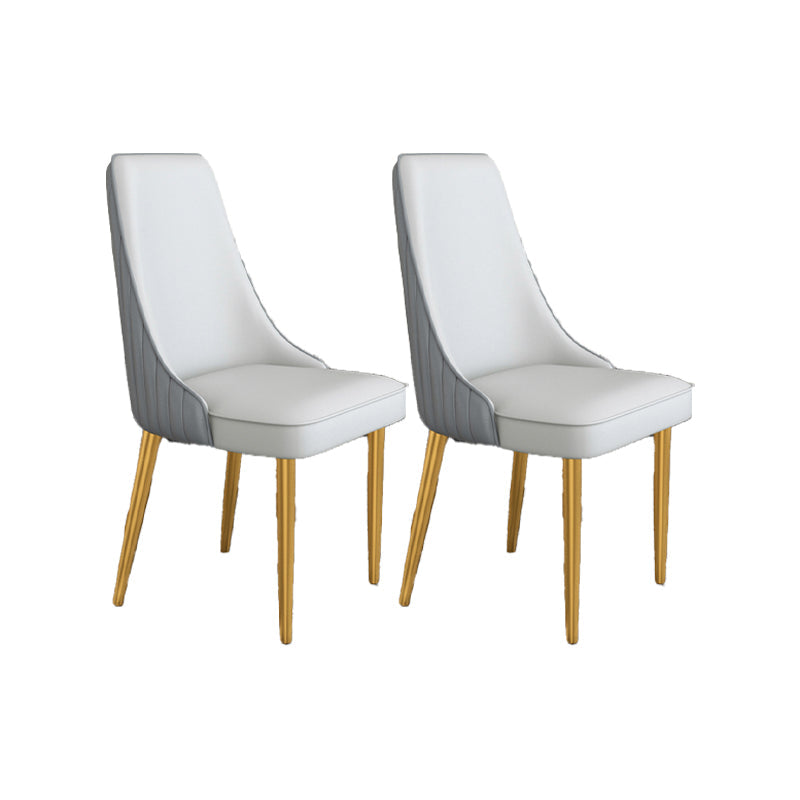 Glam Style Side Chair Parsons Leather Dining Chair with Gold Frame Dark Grey Light Grey 2 Piece Set Clearhalo 'Dining Chairs' 'Dining Tables & Seating' 'dining_chair' 'furn' 'furn_dining_chair' 'Furniture' 'Kitchen & Dining Furniture' 6986932