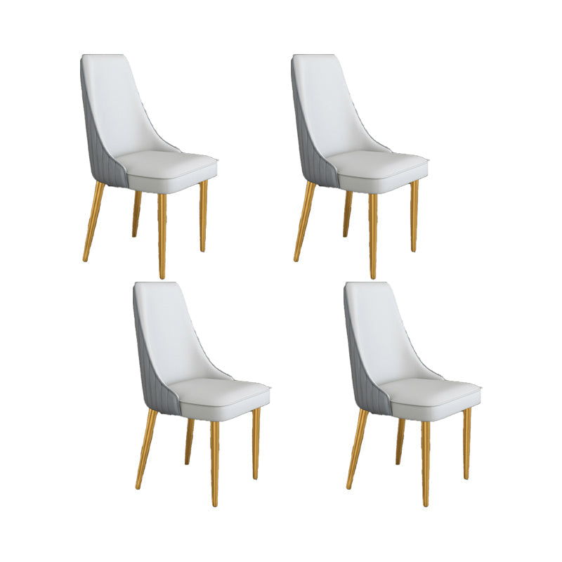 Glam Style Side Chair Parsons Leather Dining Chair with Gold Frame Dark Grey Light Grey 4 Piece Set Clearhalo 'Dining Chairs' 'Dining Tables & Seating' 'dining_chair' 'furn' 'furn_dining_chair' 'Furniture' 'Kitchen & Dining Furniture' 6986933