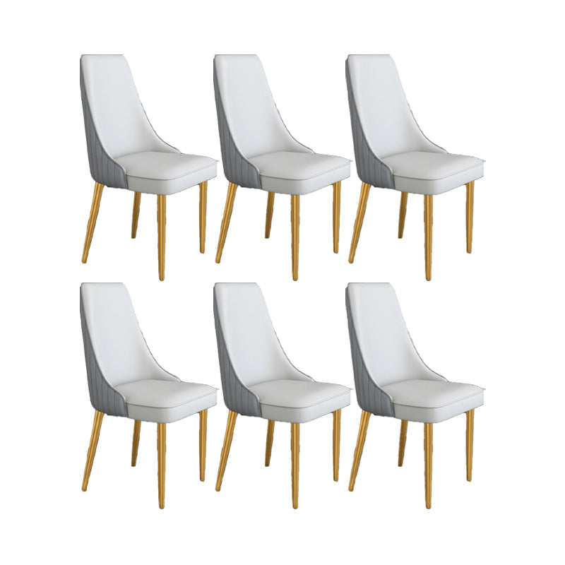 Glam Style Side Chair Parsons Leather Dining Chair with Gold Frame Dark Grey Light Grey 6 Piece Set Clearhalo 'Dining Chairs' 'Dining Tables & Seating' 'dining_chair' 'furn' 'furn_dining_chair' 'Furniture' 'Kitchen & Dining Furniture' 6986934