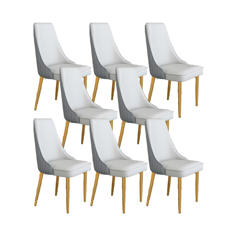 Glam Style Side Chair Parsons Leather Dining Chair with Gold Frame Dark Grey Light Grey 8 Piece Set Clearhalo 'Dining Chairs' 'Dining Tables & Seating' 'dining_chair' 'furn' 'furn_dining_chair' 'Furniture' 'Kitchen & Dining Furniture' 6986935