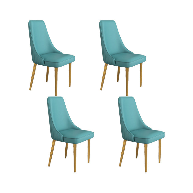 Glam Style Side Chair Parsons Leather Dining Chair with Gold Frame Lake Blue 4 Piece Set Clearhalo 'Dining Chairs' 'Dining Tables & Seating' 'dining_chair' 'furn' 'furn_dining_chair' 'Furniture' 'Kitchen & Dining Furniture' 6986938