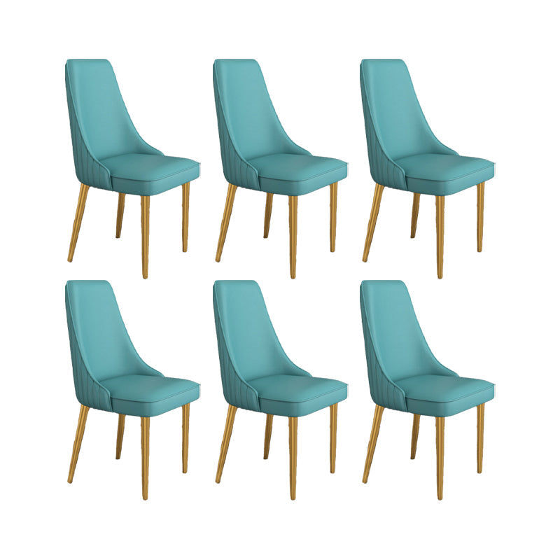 Glam Style Side Chair Parsons Leather Dining Chair with Gold Frame Lake Blue 6 Piece Set Clearhalo 'Dining Chairs' 'Dining Tables & Seating' 'dining_chair' 'furn' 'furn_dining_chair' 'Furniture' 'Kitchen & Dining Furniture' 6986939