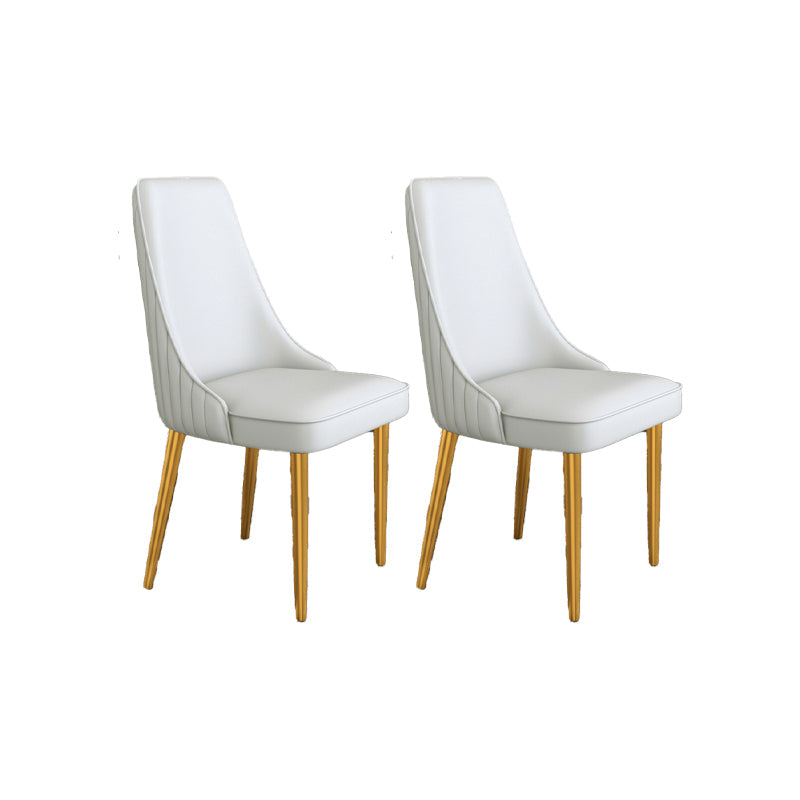 Glam Style Side Chair Parsons Leather Dining Chair with Gold Frame Light Gray 2 Piece Set Clearhalo 'Dining Chairs' 'Dining Tables & Seating' 'dining_chair' 'furn' 'furn_dining_chair' 'Furniture' 'Kitchen & Dining Furniture' 6986942
