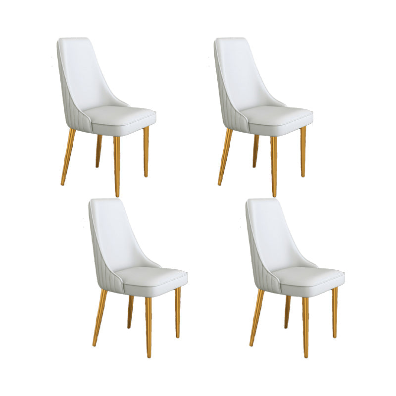 Glam Style Side Chair Parsons Leather Dining Chair with Gold Frame Light Gray 4 Piece Set Clearhalo 'Dining Chairs' 'Dining Tables & Seating' 'dining_chair' 'furn' 'furn_dining_chair' 'Furniture' 'Kitchen & Dining Furniture' 6986943
