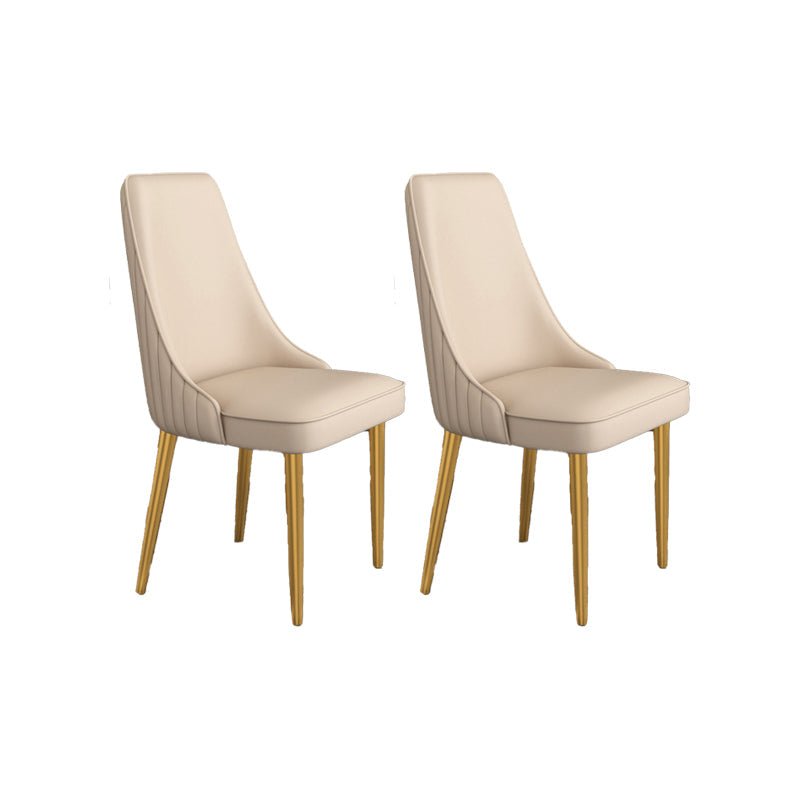 Glam Style Side Chair Parsons Leather Dining Chair with Gold Frame Khaki 2 Piece Set Clearhalo 'Dining Chairs' 'Dining Tables & Seating' 'dining_chair' 'furn' 'furn_dining_chair' 'Furniture' 'Kitchen & Dining Furniture' 6986947