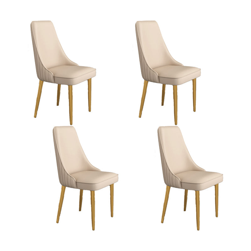 Glam Style Side Chair Parsons Leather Dining Chair with Gold Frame Khaki 4 Piece Set Clearhalo 'Dining Chairs' 'Dining Tables & Seating' 'dining_chair' 'furn' 'furn_dining_chair' 'Furniture' 'Kitchen & Dining Furniture' 6986948