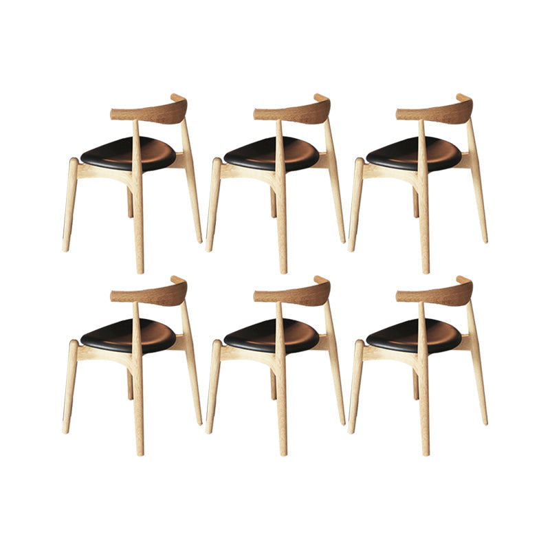 Faux Leather Kitchen Dining Chairs Upholstered Chairs with Wood Base 6 Piece Set Clearhalo 'Dining Chairs' 'Dining Tables & Seating' 'dining_chair' 'furn' 'furn_dining_chair' 'Furniture' 'Kitchen & Dining Furniture' 6986958