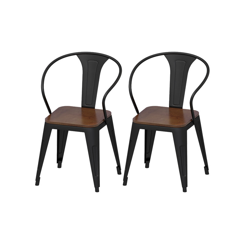 Solid Wood Dining Chairs Contemporary Arm Chairs with Metal Base 2 Piece Set Clearhalo 'Dining Chairs' 'Dining Tables & Seating' 'dining_chair' 'furn' 'furn_dining_chair' 'Furniture' 'Kitchen & Dining Furniture' 6986998