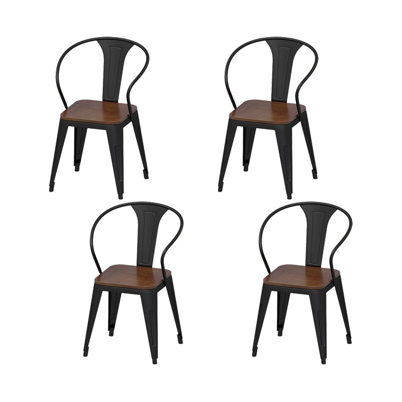 Solid Wood Dining Chairs Contemporary Arm Chairs with Metal Base 4 Piece Set Clearhalo 'Dining Chairs' 'Dining Tables & Seating' 'dining_chair' 'furn' 'furn_dining_chair' 'Furniture' 'Kitchen & Dining Furniture' 6987000