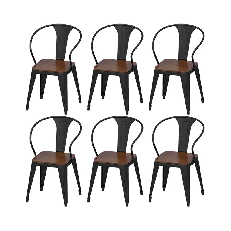 Solid Wood Dining Chairs Contemporary Arm Chairs with Metal Base 6 Piece Set Clearhalo 'Dining Chairs' 'Dining Tables & Seating' 'dining_chair' 'furn' 'furn_dining_chair' 'Furniture' 'Kitchen & Dining Furniture' 6987002