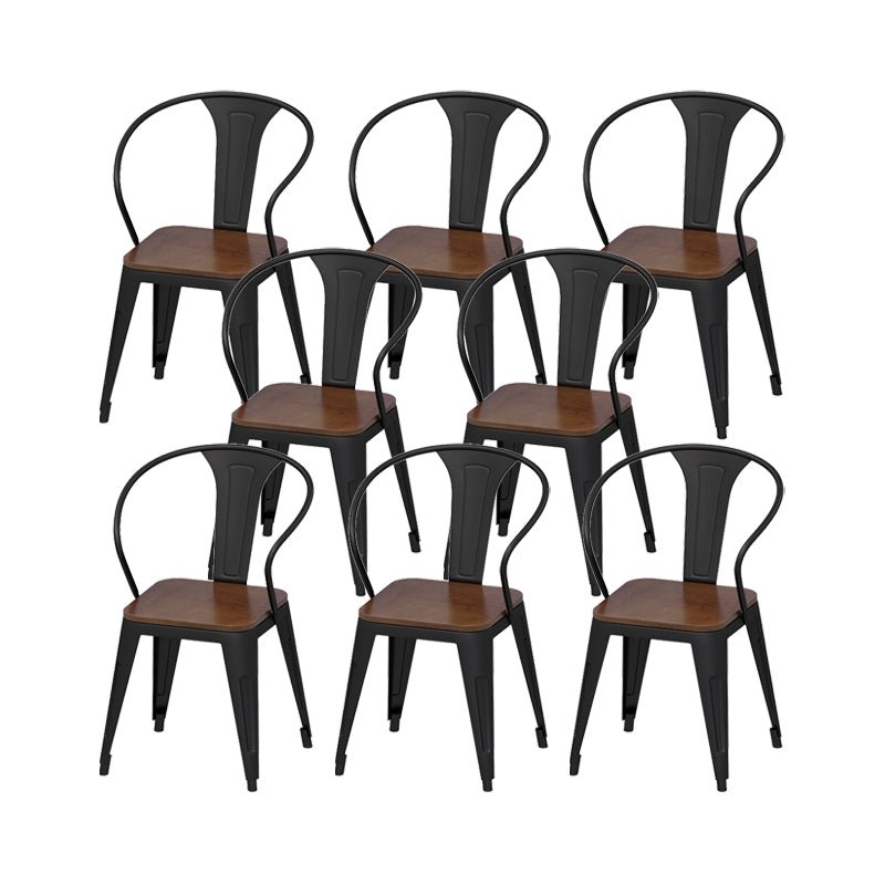 Solid Wood Dining Chairs Contemporary Arm Chairs with Metal Base 8 Piece Set Clearhalo 'Dining Chairs' 'Dining Tables & Seating' 'dining_chair' 'furn' 'furn_dining_chair' 'Furniture' 'Kitchen & Dining Furniture' 6987004