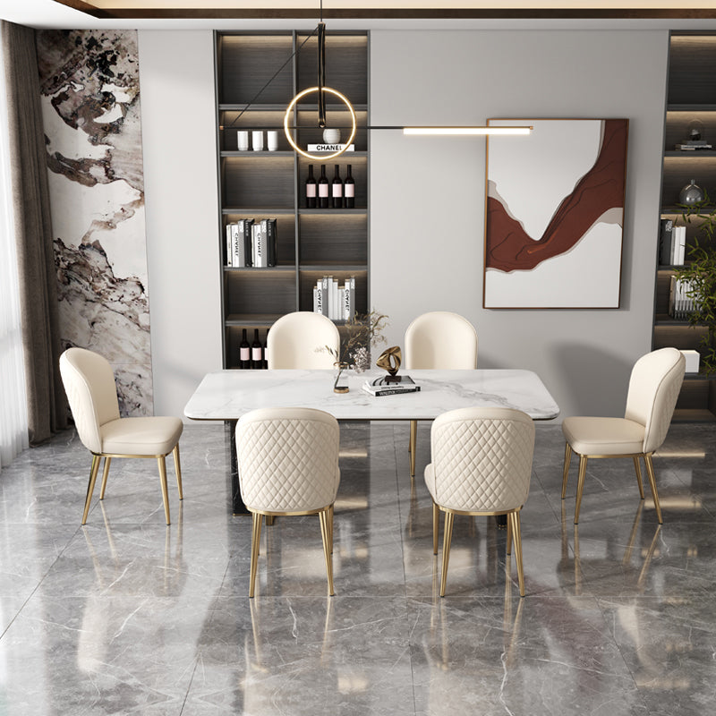 Chaise d'appoint en cuir, chaise de salle à manger à Base dorée Glam pour le salon