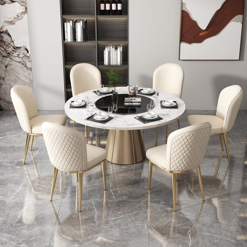 Chaise d'appoint en cuir, chaise de salle à manger à Base dorée Glam pour le salon