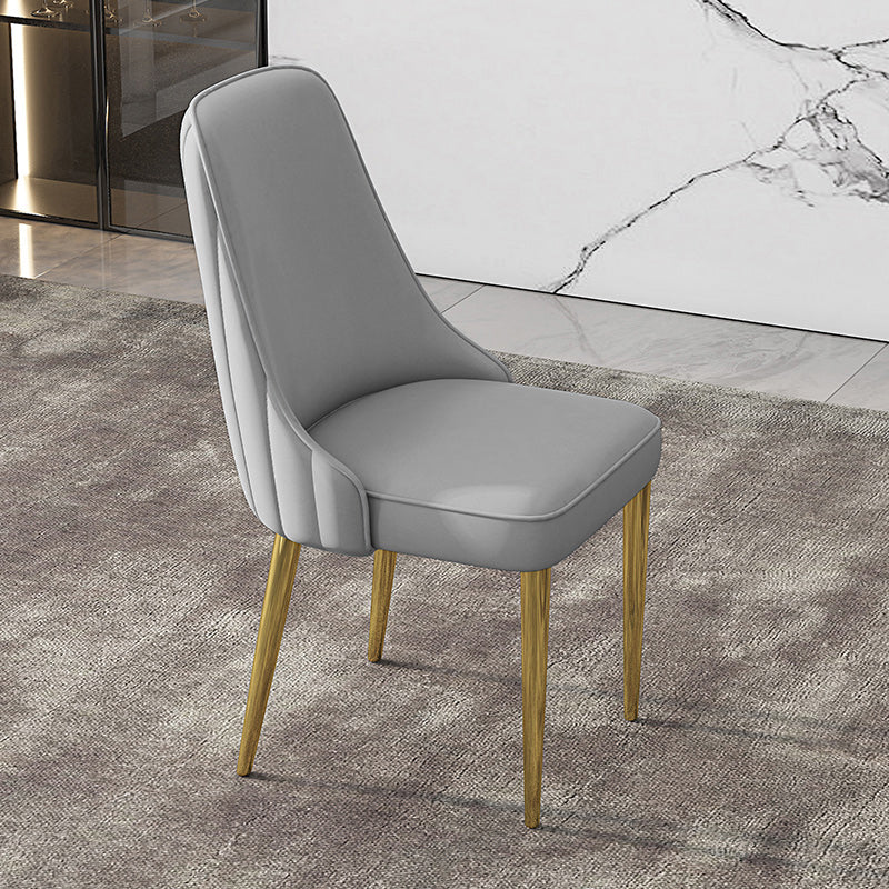 Glam Style Side Chair PU Leather Dining Chair for Living Room Light Gray 1 Piece Clearhalo 'Dining Chairs' 'Dining Tables & Seating' 'dining_chair' 'furn' 'furn_dining_chair' 'Furniture' 'Kitchen & Dining Furniture' 6987099